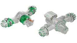 The 14Xe (left) has a continuous power range of 130 to 230 kW, a peak power of up to 290 kW, a voltage rating between 450 and 850 volts, and a GAWR of 13,600 to 26,000 lb. per axle. The 17Xe (right) boasts a continuous power range of up to 430 kW, a peak torque of 1,475.2 lb.-ft., and a GAWR of 30,000 lb. per axle. The 14Xe (left) has a continuous power range of 130 to 230 kW, a peak power of up to 290 kW, a voltage rating between 450 and 850 volts, and a GAWR of 13,600 to 26,000 lb. per axle. The 17Xe (right) boasts a continuous power range of up to 430 kW, a peak torque of 1,475.2 lb.-ft., and a GAWR of 30,000 lb. per axle.