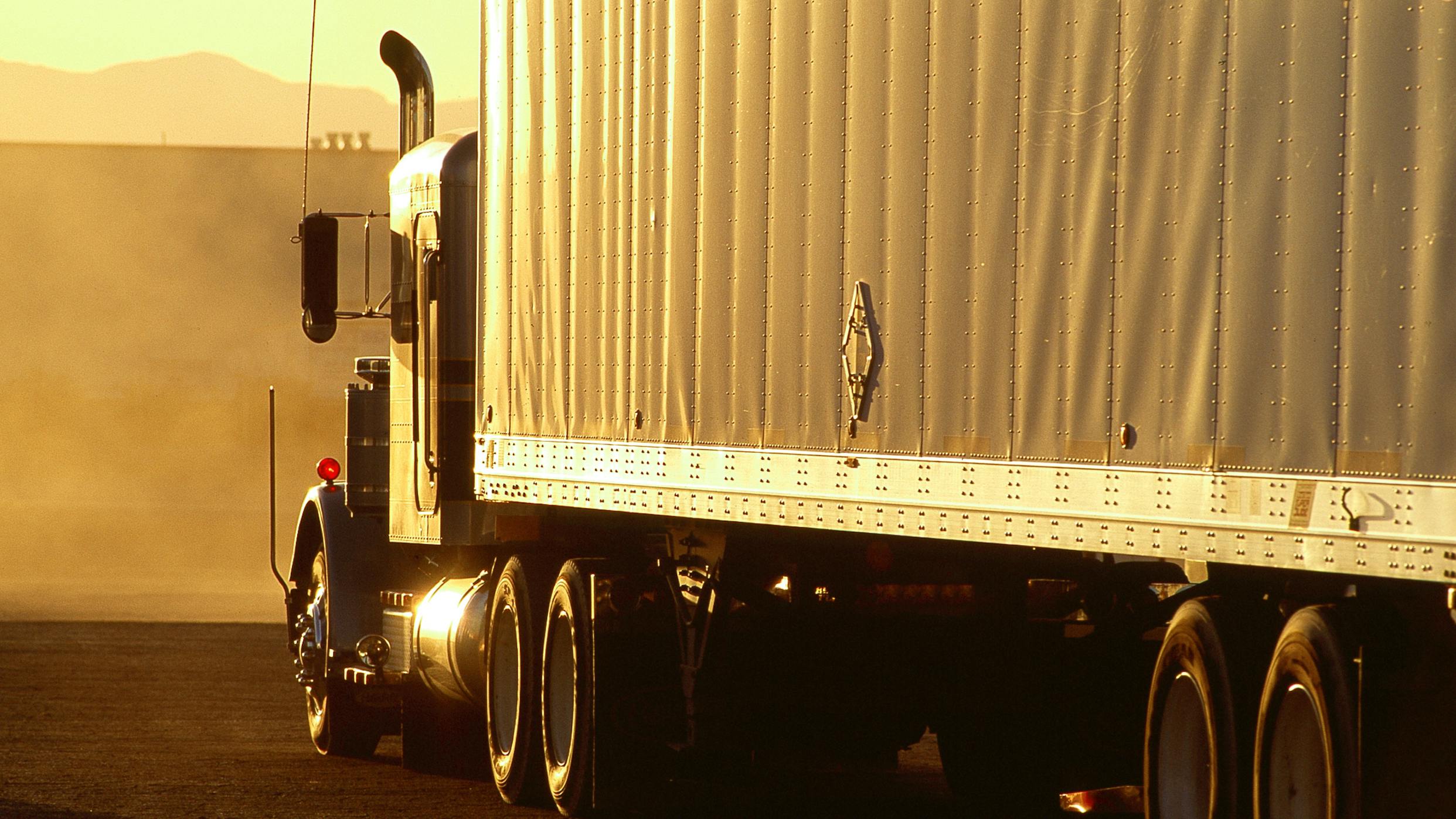 truck hauls in arizona sunset