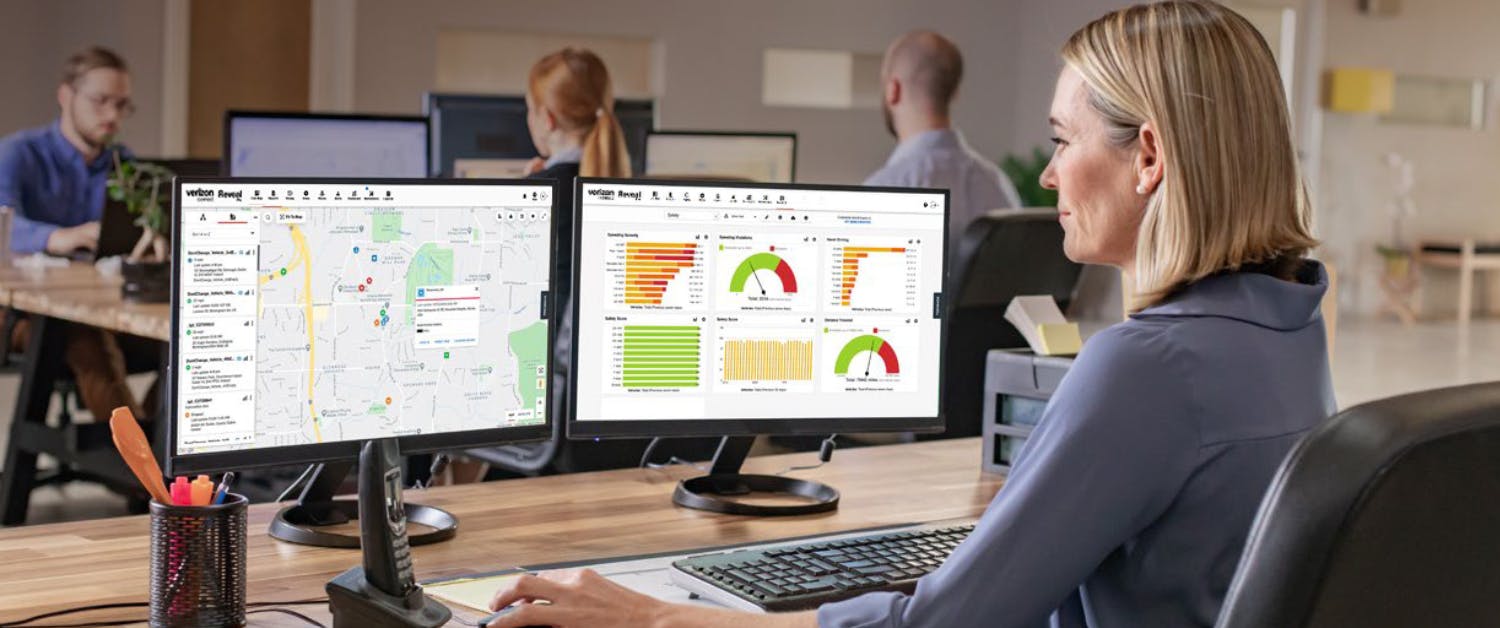 Verizon Connect live map with assets dashboard