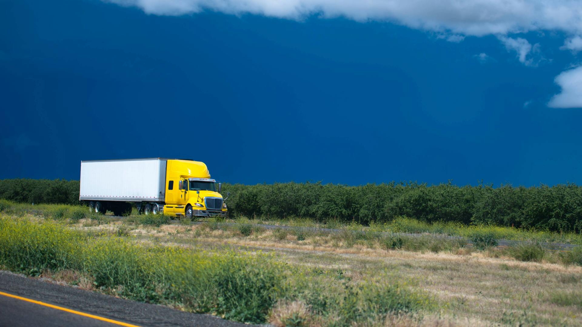 truck hauling on flat ground