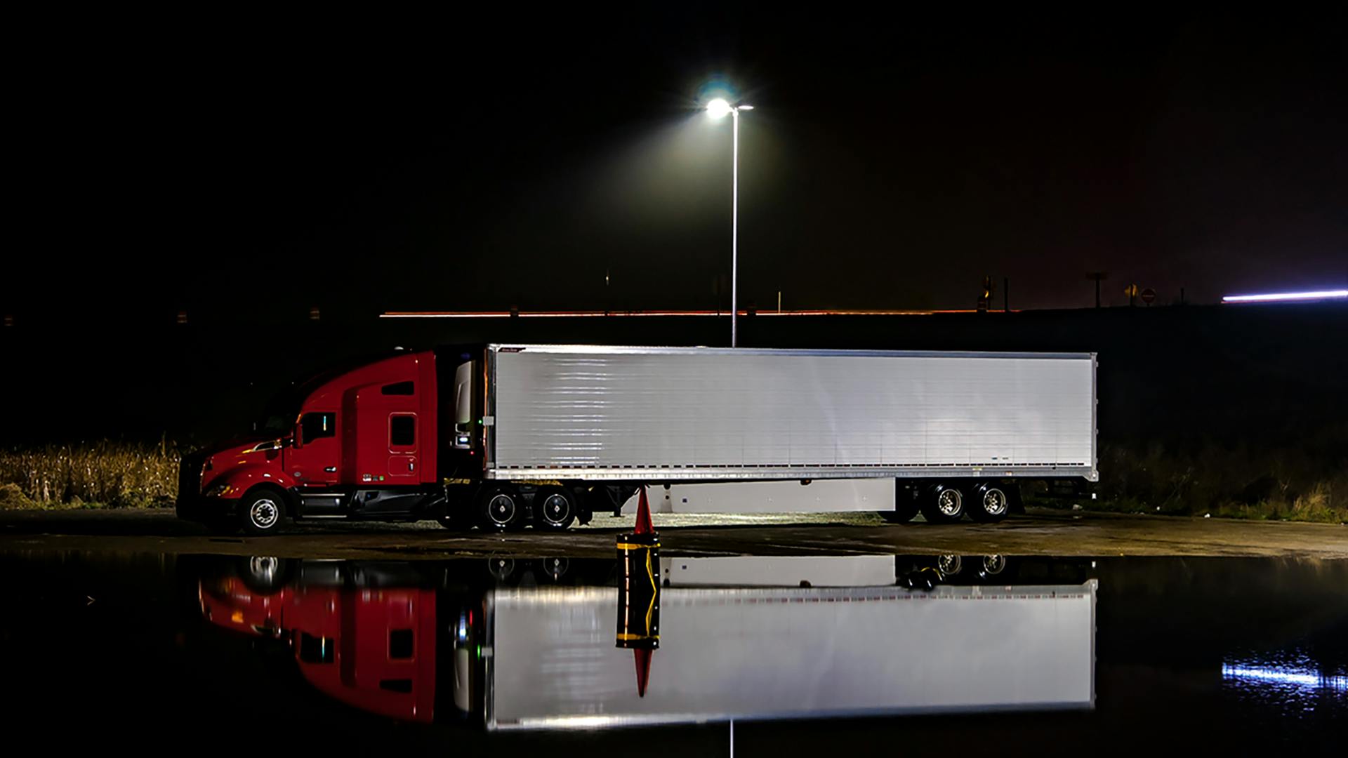 truck in a parking lot alone