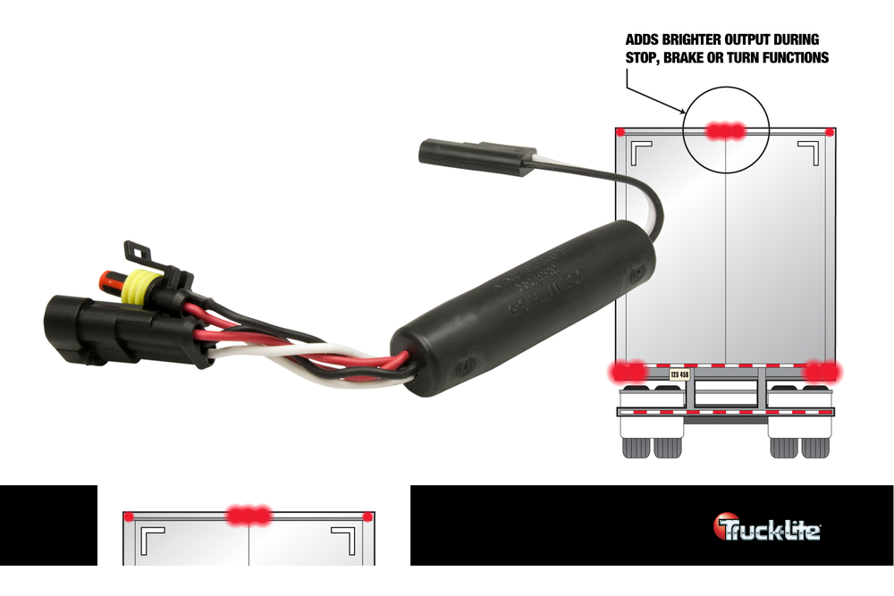 Truck-Lite&rsquo;s Dual-Function Pigtail adapter allows high-mounted marker lamps to provide additional indication of stops and turns.