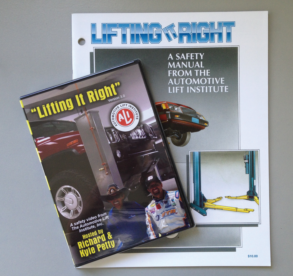 The Lifting It Right manual and DVD from the Automotive Lift Institute (ALI) document the correct procedures for safely operating and maintaining a vehicle lift.