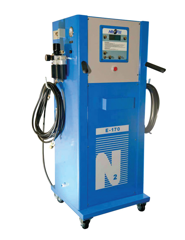 The E-170 produces 13.5 CFM of high-purity nitrogen gas, and converts up to six tires simultaneously.