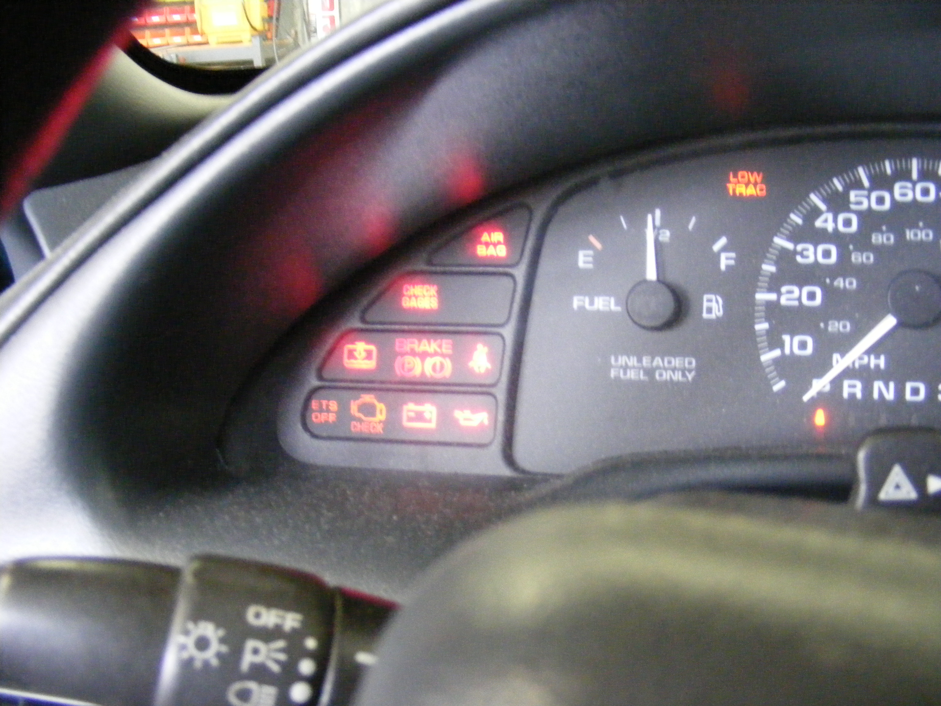 Illuminated dash lights show here, highlight all the systems technicians today are required to diagnose.