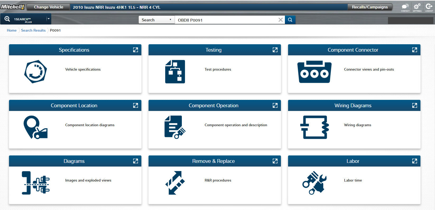 Mitchell1 1 Search Plus Truck Series 2010 Isuzu Nrr
