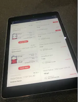 Mobil’s EZ Order app allows fleets to adjust and confirm order details when fluid supply gets low and a re-order is needed. Mobil’s EZ Order app allows fleets to adjust and confirm order details when fluid supply gets low and a re-order is needed.