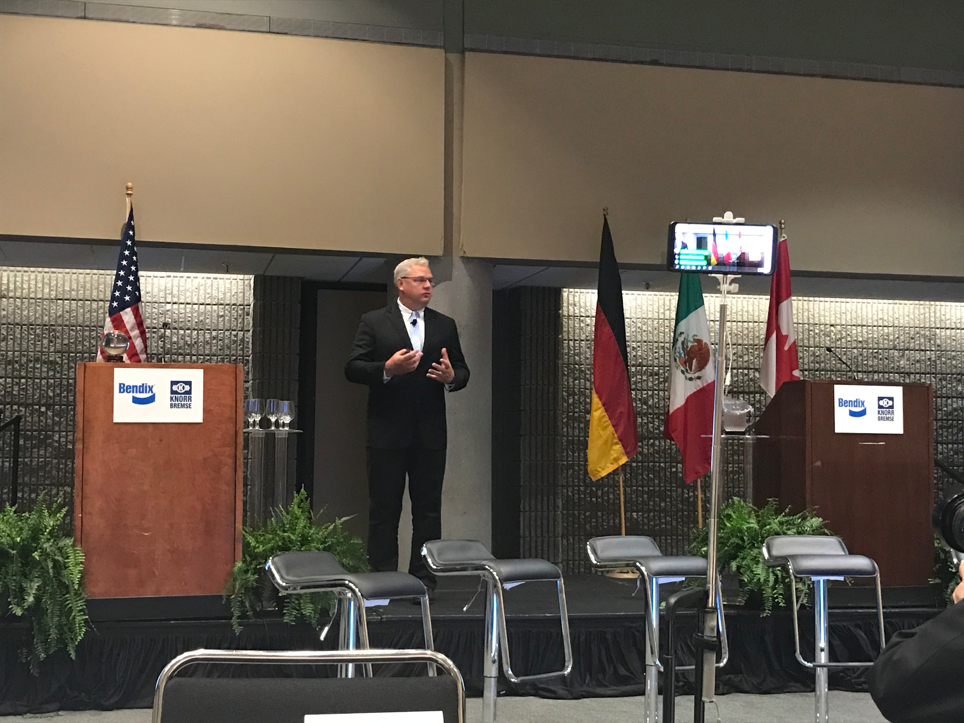 Kevin Romanchok, director of e-mobility at Bendix, spoke at press briefing.