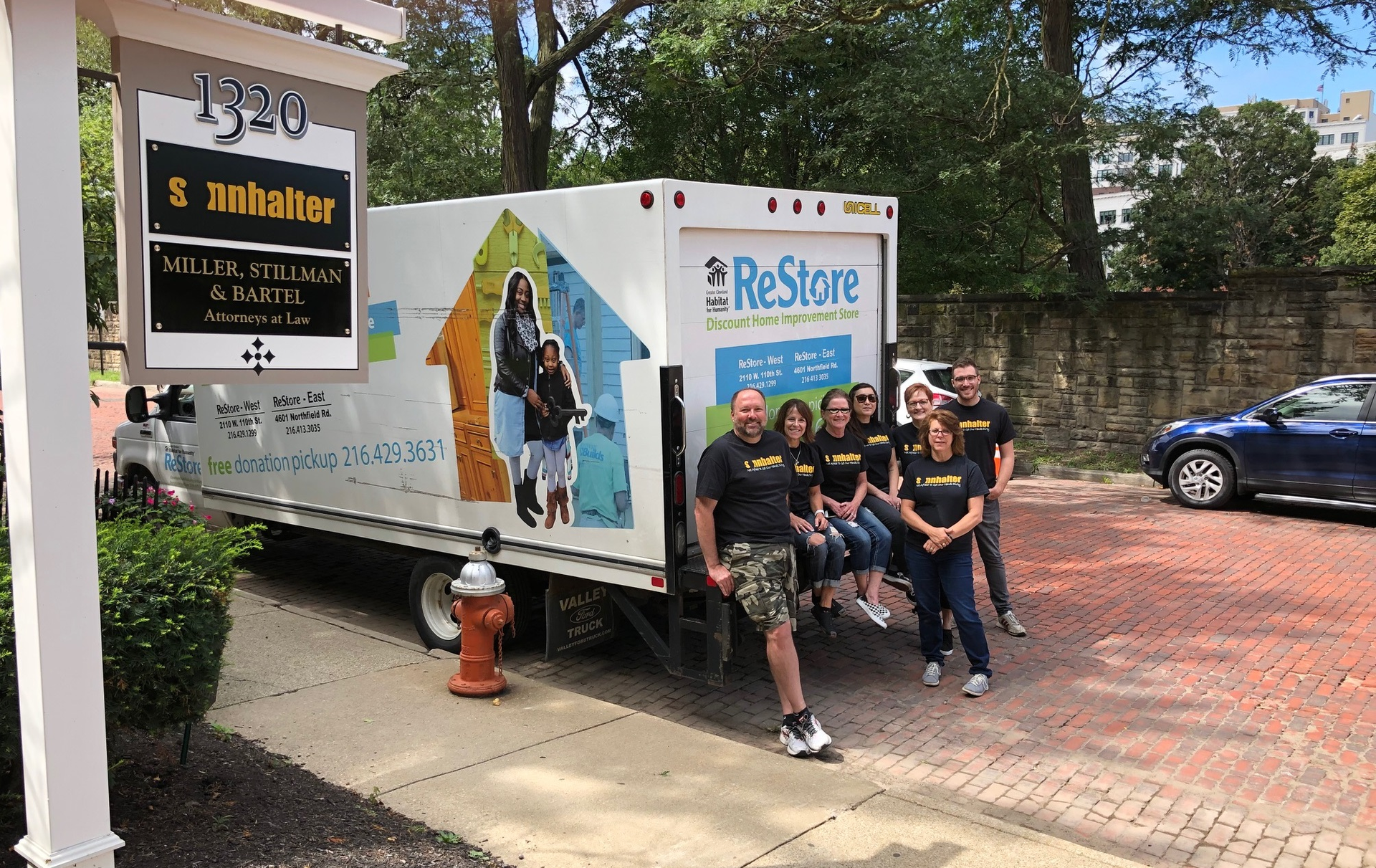 Sonnhalter team members after loading donations for the Greater Cleveland Habitat for Humanity.