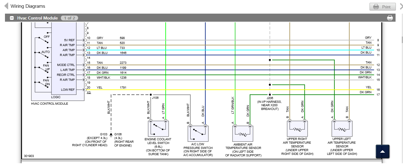This image from Mitchell 1 does not show an evaporator temperature sensor in a 2010 GMC.