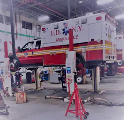 Stertil-Koni provided sets of their Mobile Column Lifts to the FDNY to aid in their essential vehicle servicing during the COVID-19 pandemic. Stertil-Koni provided sets of their Mobile Column Lifts to the FDNY to aid in their essential vehicle servicing during the COVID-19 pandemic.