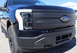The F-150 Lightning doesn't have a traditional grill, but it still has a radiator located under the body to help regulate the temperature of the truck's chassis-mounted electric battery. The F-150 Lightning doesn't have a traditional grill, but it still has a radiator located under the body to help regulate the temperature of the truck's chassis-mounted electric battery.