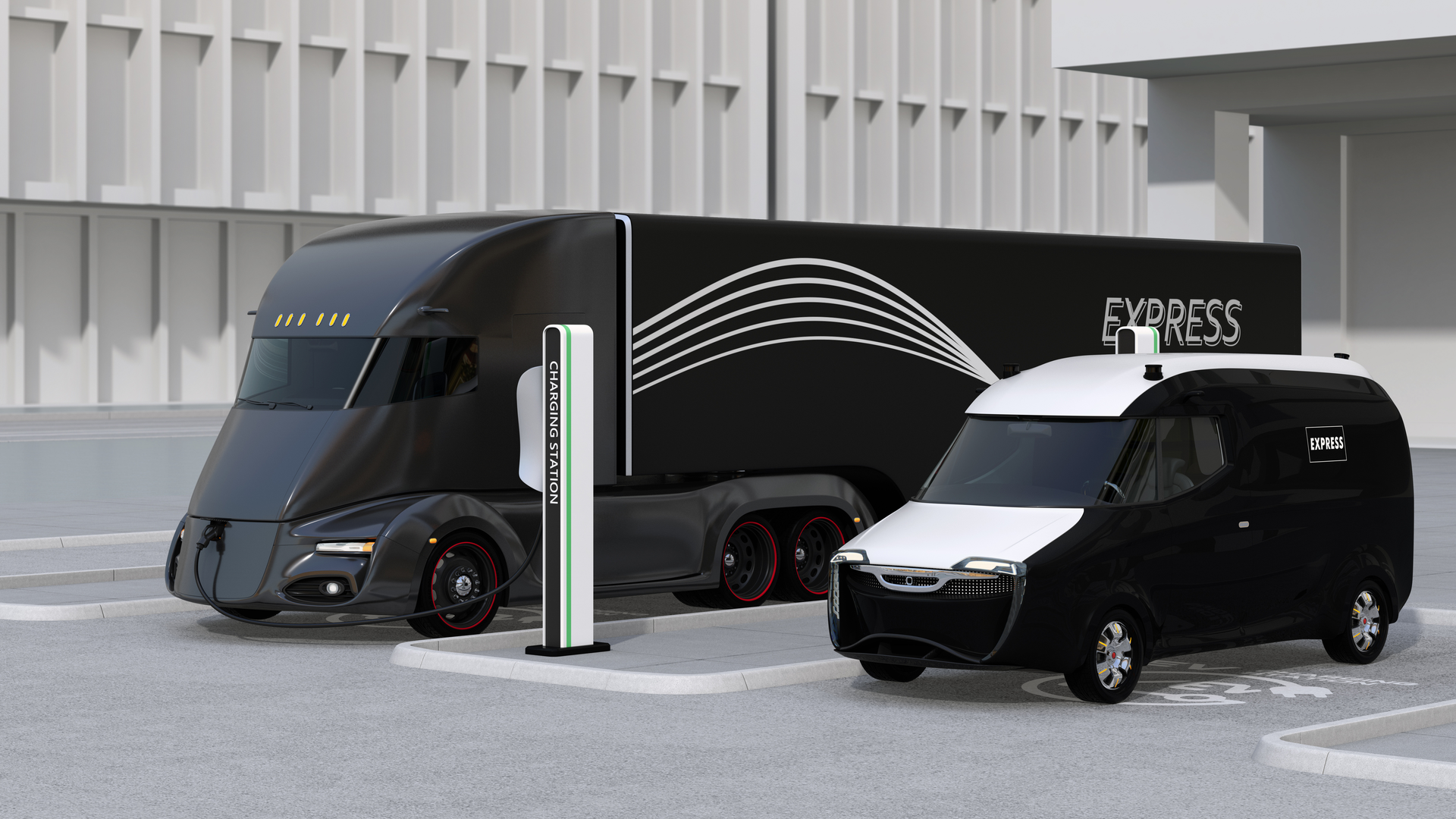 Electric Truck Van Charging 109636821 3d Haiyin Dreamstime 61bc8bc83ab4f