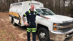 Josh Lawhorn, a mobile service technician at Dickinson Fleet Services. Josh Lawhorn, a mobile service technician at Dickinson Fleet Services.