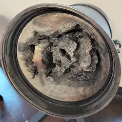 Exothermal damage caused by over fueling or a high temperature condition. Exothermal damage caused by over fueling or a high temperature condition.