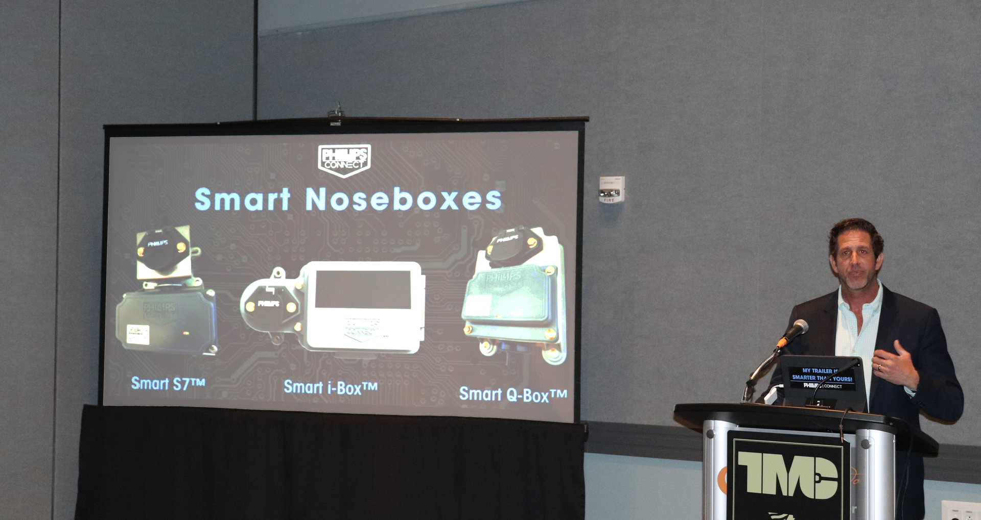 Phillips Connect CEO Rob Phillips reveals the company's new smart noseboxes at TMC 2022.