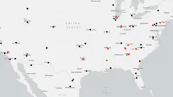 Buying U.S. Xpress, whose locations are noted here in red, will especially fill gaps in Knight-Swift's network in the Southeast. Buying U.S. Xpress, whose locations are noted here in red, will especially fill gaps in Knight-Swift's network in the Southeast.
