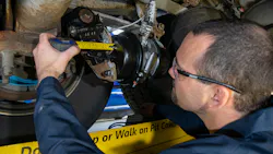 During roadside examinations, inspectors measure brake strokes at 90 to 100 psi of application pressure. During roadside examinations, inspectors measure brake strokes at 90 to 100 psi of application pressure.