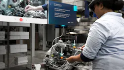 The industrialized HoloLens 2 employs what Microsoft calls “mixed reality,” laying 3D images and text on top of a user’s field of vision. The industrialized HoloLens 2 employs what Microsoft calls “mixed reality,” laying 3D images and text on top of a user’s field of vision.