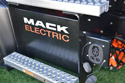 The Mack MD Electric can be charged with either AC 19.2 kW for a 6 to 11 hour charge time, or with DC 80 kW charge in 100 to 150 minutes. The Mack MD Electric can be charged with either AC 19.2 kW for a 6 to 11 hour charge time, or with DC 80 kW charge in 100 to 150 minutes.