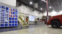 Hendrickson uses four monitors to help track their work and keep technicians accountable and aware of their job times. Hendrickson uses four monitors to help track their work and keep technicians accountable and aware of their job times.