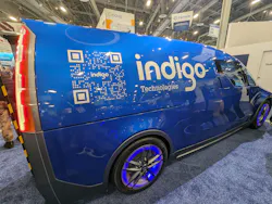 The Indigo Dash Cargo van, designed for grocery, food, and package delivery, features 90 cubic feet of cargo space, offers Level 2 and fast recharging of its 30 kWh battery, and offers a 143-mile range. The Indigo Dash Cargo van, designed for grocery, food, and package delivery, features 90 cubic feet of cargo space, offers Level 2 and fast recharging of its 30 kWh battery, and offers a 143-mile range.