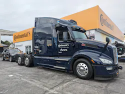 Aurora's AV-powered truck outside Continental's CES 2024 display booth. Aurora's AV-powered truck outside Continental's CES 2024 display booth.