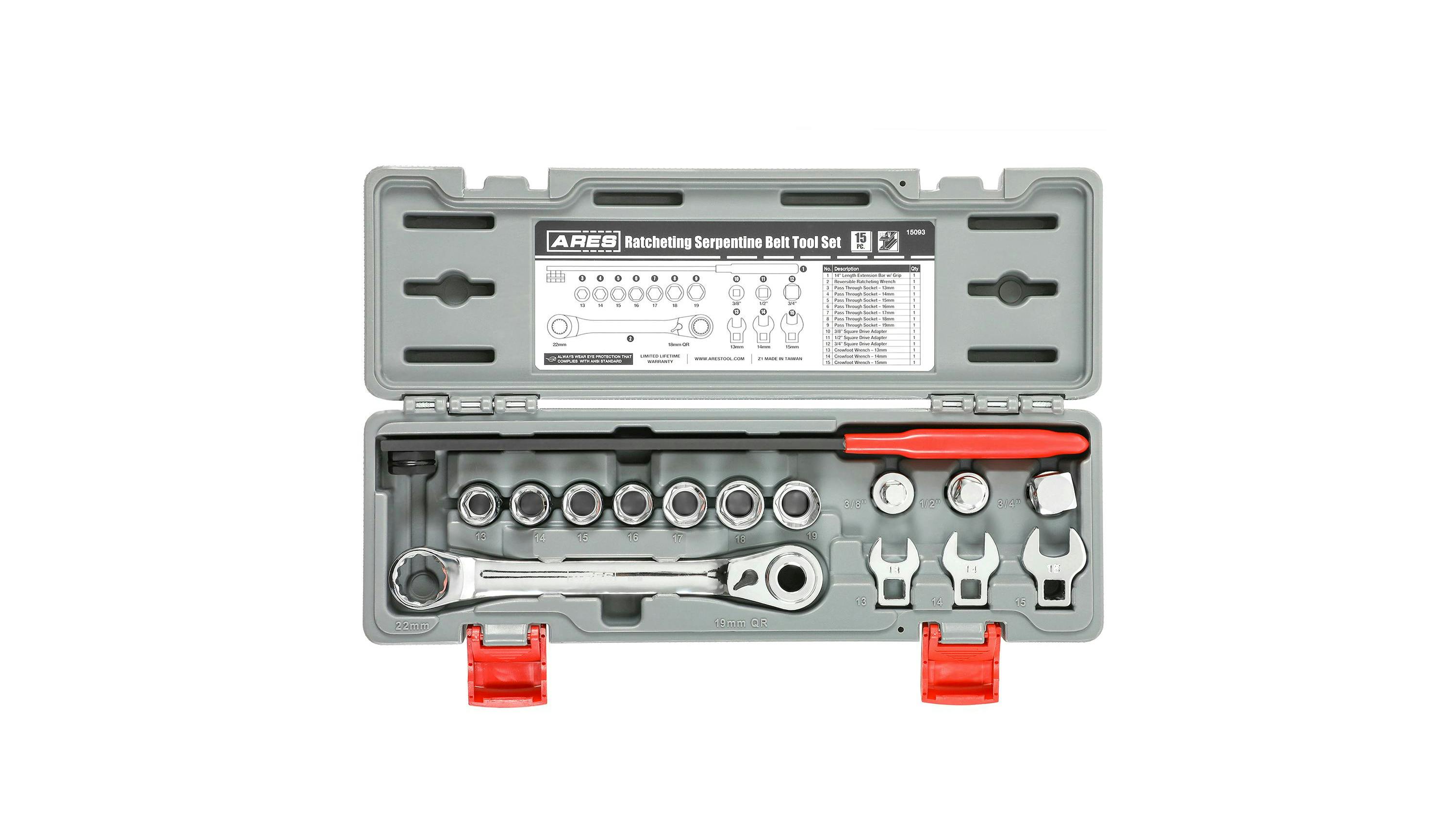 Ratcheting Serpentine Belt Tool Set, No. 15093