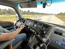 The driver never touched the brake or the accelerator pedals after turning to merge onto the interstate. The driver didn’t even have to accelerate on the ramp, as the system was already aware of the truck's location and the speed limit of the highway and adjusted the throttle accordingly. The driver never touched the brake or the accelerator pedals after turning to merge onto the interstate. The driver didn’t even have to accelerate on the ramp, as the system was already aware of the truck's location and the speed limit of the highway and adjusted the throttle accordingly.