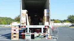 The Mack Anthem was stacked high with supplies just hours into the supply drive on Tuesday, October 8th. The Mack Anthem was stacked high with supplies just hours into the supply drive on Tuesday, October 8th.