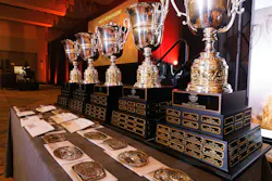 The coveted championship trophies and belt buckles at the Rush Enterprises Tech Skills Rodeo. The coveted championship trophies and belt buckles at the Rush Enterprises Tech Skills Rodeo.