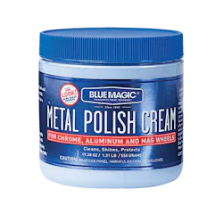 Blue Magic Metal Polish Cream can be used with buffers and polishers on all metal to remove tarnish and oxidation. Blue Magic Metal Polish Cream can be used with buffers and polishers on all metal to remove tarnish and oxidation.