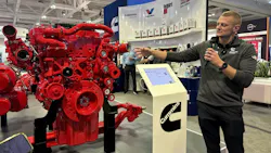 Kyle Richardson, Cummins product manager, gives press and onlookers an up-close walkthrough of the features of the 2027 X15. Kyle Richardson, Cummins product manager, gives press and onlookers an up-close walkthrough of the features of the 2027 X15.