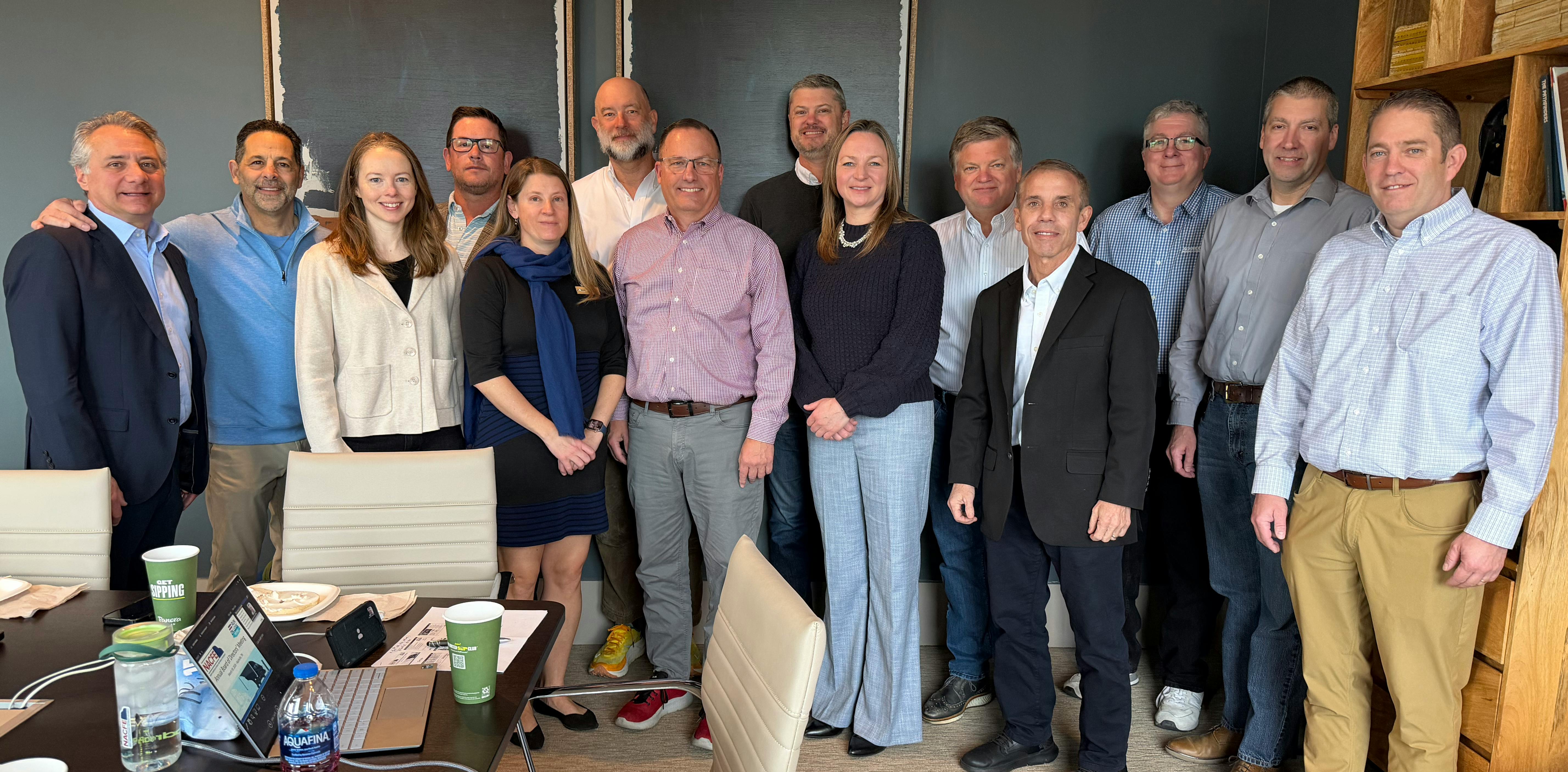 Left to right: Incoming Board Chairman Steve Mignardi; Paul Rosa; newly-elected Board Treasurer Charlotte Argue; Steve Hanson; Leia Guccione; Matt McLelland; Mike Roeth; Greg Treinen; Amanda Phillips; Chris Hammond; Dean Bushey; Outgoing Chairman Rob Reich; Dan Symonds; Bill Walmsley. Not pictured: Chris Avery; Ryan Bankerd; Steve Hussain; Board Secretary Madhu Madheswaran.