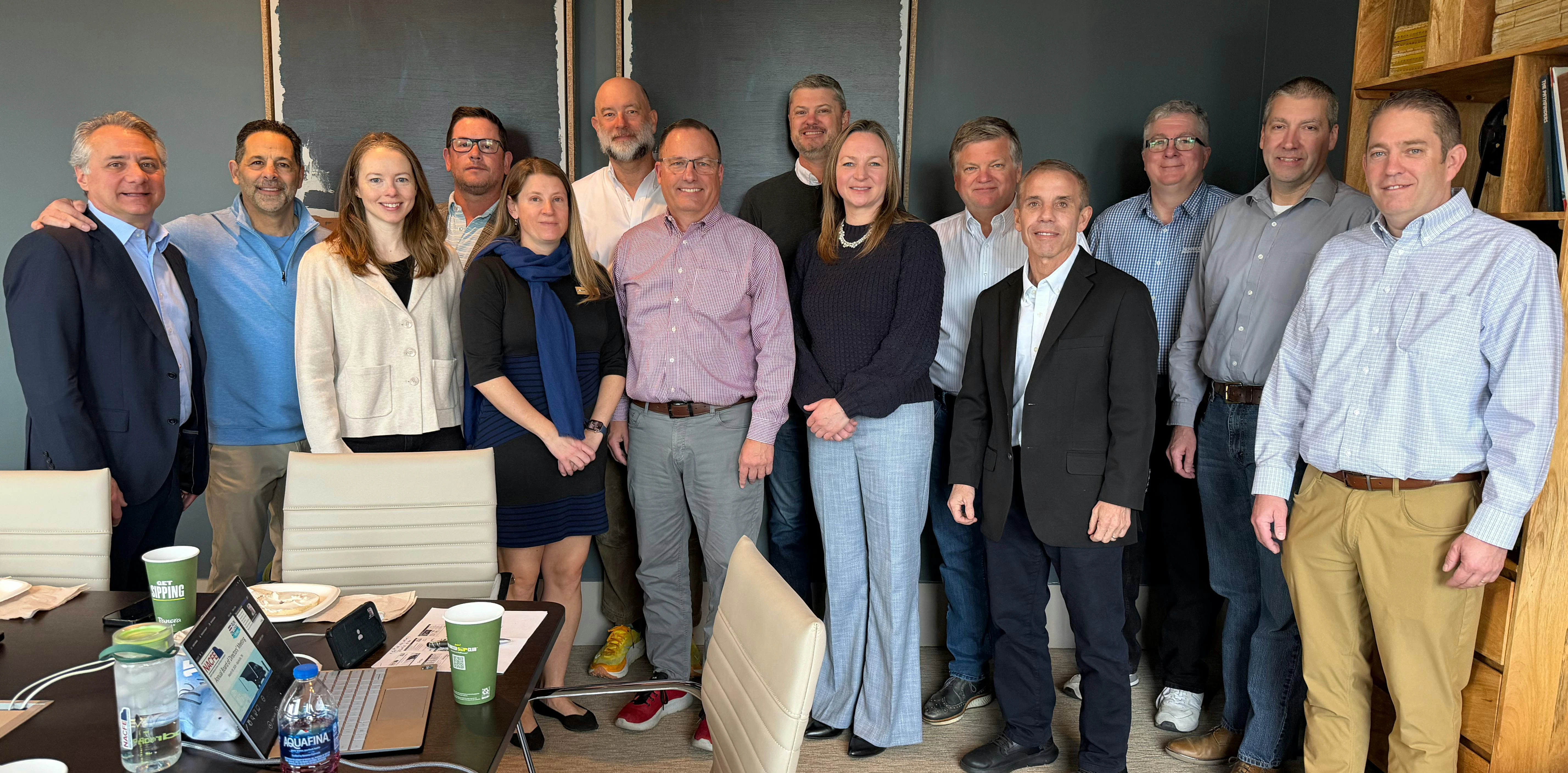 Left to right: Incoming Board Chairman Steve Mignardi; Paul Rosa; newly-elected Board Treasurer Charlotte Argue; Steve Hanson; Leia Guccione; Matt McLelland; Mike Roeth; Greg Treinen; Amanda Phillips; Chris Hammond; Dean Bushey; Outgoing Chairman Rob Reich; Dan Symonds; Bill Walmsley. Not pictured: Chris Avery; Ryan Bankerd; Steve Hussain; Board Secretary Madhu Madheswaran.