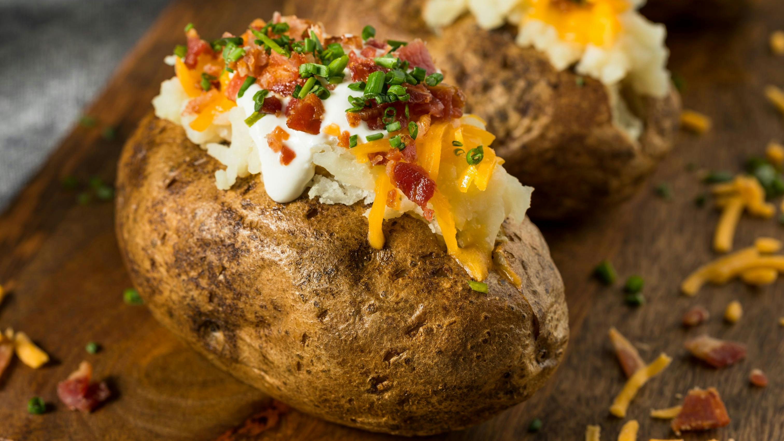 Homemade Loaded Baked Potatoes with Bacon Cheddar and Sour Cream