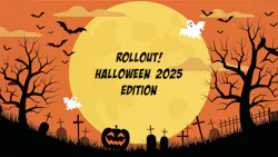 Halloween lead image showing orange sky and full moon with Rollout text in moon Halloween lead image showing orange sky and full moon with Rollout text in moon