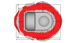 Fig. 6: Flash pattern of the finisher and approximate calculation of flash area. Fig. 6: Flash pattern of the finisher and approximate calculation of flash area.