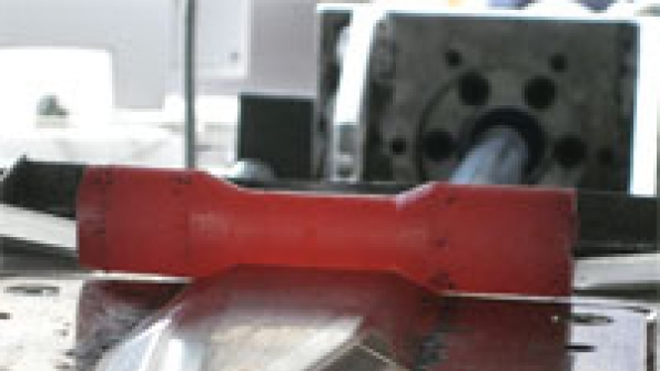 The workpiece and the tool after the process is complete