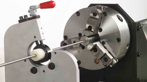 Three fixturing options are available with the HTE honing machine a manual chuck a pneumatic chuck or a Vtype chain vise for parts with ODs up to 6 in 150 mm A traveling steady rest is standard An optional guide pot automatically guides the honing tool straight into the bore without operator assistance