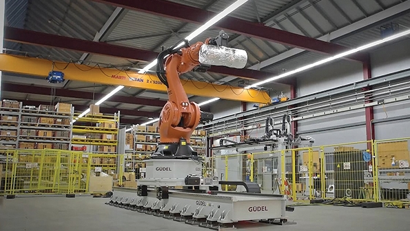 Working as a seventh axis for robots the TMF5 opens possibilities in production processes A single TMF5 module can be configured with multiple independently driven carriages and robot risers are available in 100mm increments