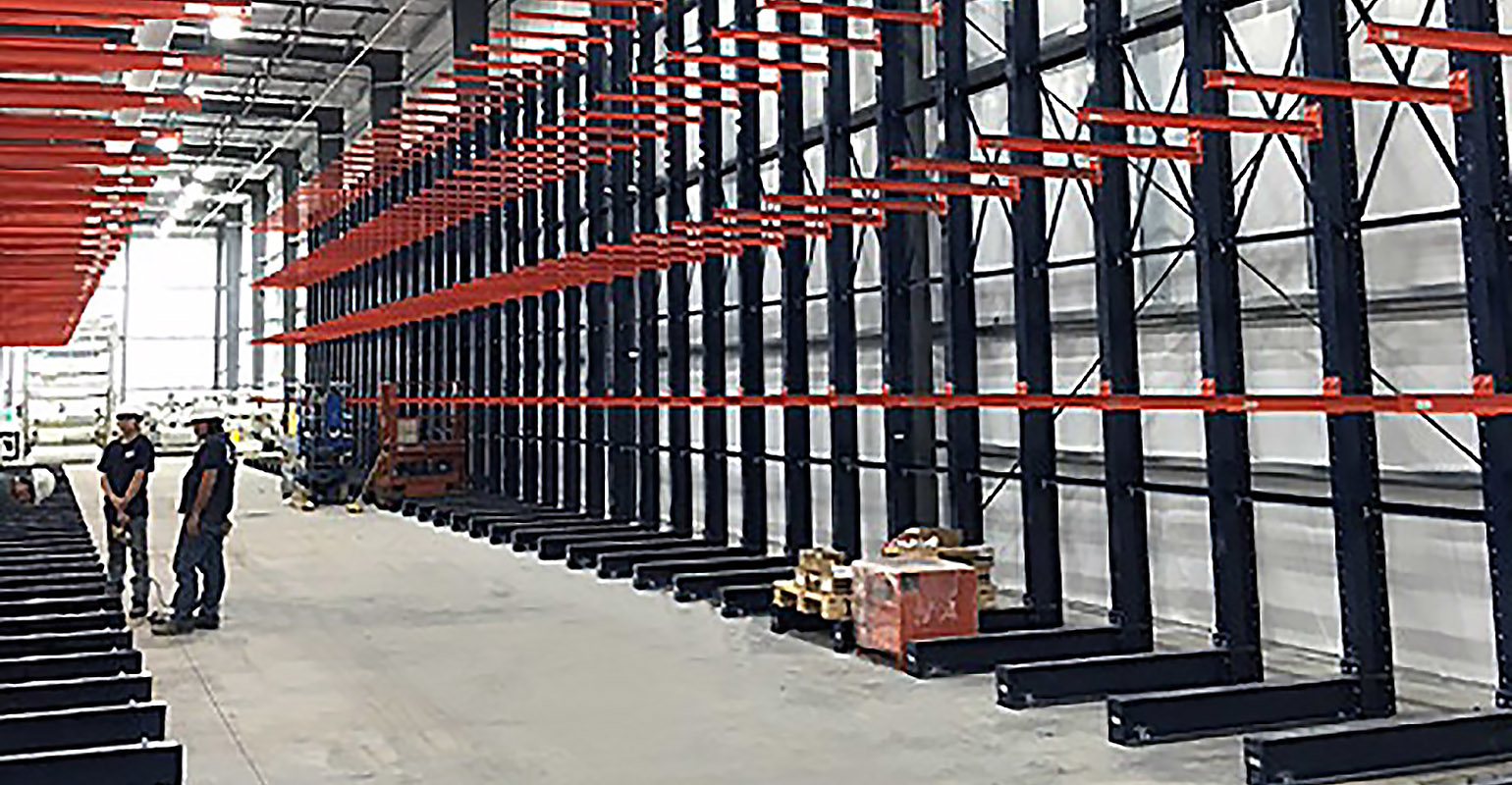 The I-Beam cantilever racks are available in two heights and three bay widths, each with pre-kitted bracing, eliminating the need to calculate the length of bracing and number of bolts.