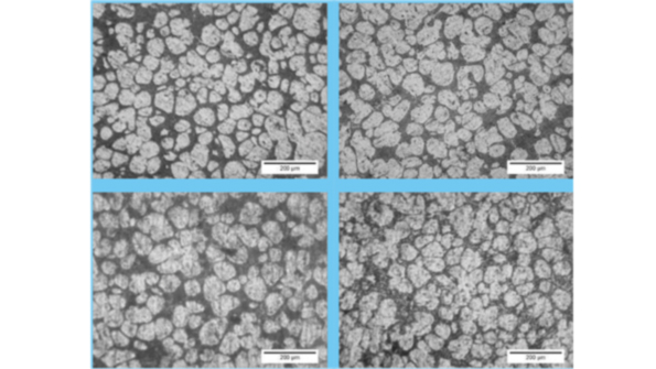 Examples of SSM microstructure achieved during test runs of the Ajax Tocco Magnethermic semisolid casting process