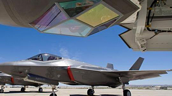 The EOTS is a lightweight multifunction system for airtoair and airtosurface targeting capability that attaches to the F35 Lightning II39s fuselage and is linked to the aircraft39s integrated central computer through a highspeed fiberoptic interface According to Lockheed Martin the jet designer the system is the first sensor to combine forwardlooking infrared and infrared searchandtrack functionality