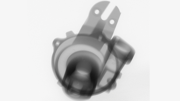 A 2D image of a cast iron turbocharger