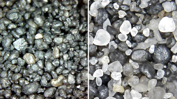 Molding sand as seen before left and after right treatment in the Renofont reactor