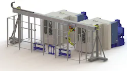 In a highthroughput setup two a40s are shown operating in parallel processing tended by a robot In a highthroughput setup two a40s are shown operating in parallel processing tended by a robot