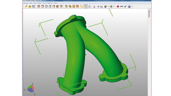 A CAD iteration of a finished part prior to 3D printing of a prototype or pattern