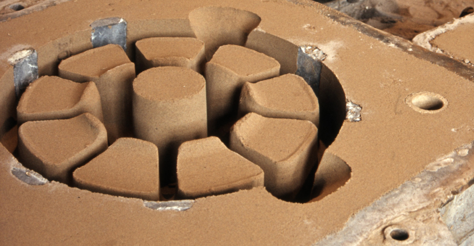 close-up, prepared sand mold