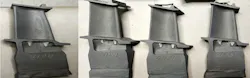 Examples of nickel-alloy investment cast molds for turbine blades. Examples of nickel-alloy investment cast molds for turbine blades.
